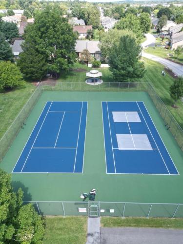 A pickleball court resurfacing